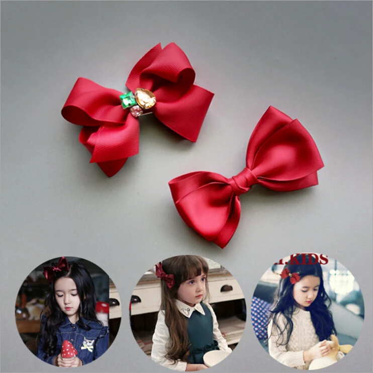 

Wine Red bowknot bows hairpin boutique girls kids hair clips bow barrette accessories for children headdress hairclip ornaments