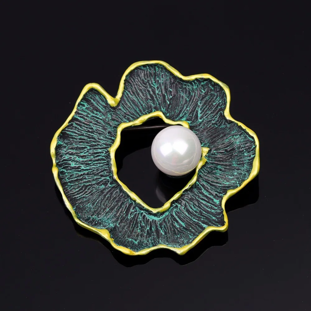 Броши с искусственным жемчугом Цветочная Брошь булавки геометрические