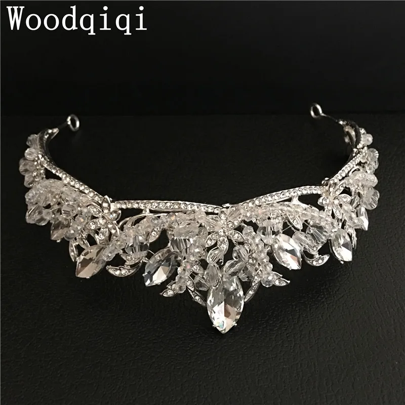 Woodqiqi Full rhinestone Tiaras Bride Crown Wedding Hair Jewelry Diadem Mariage Bijoux Coroa corona oro tiaras menina | Украшения и
