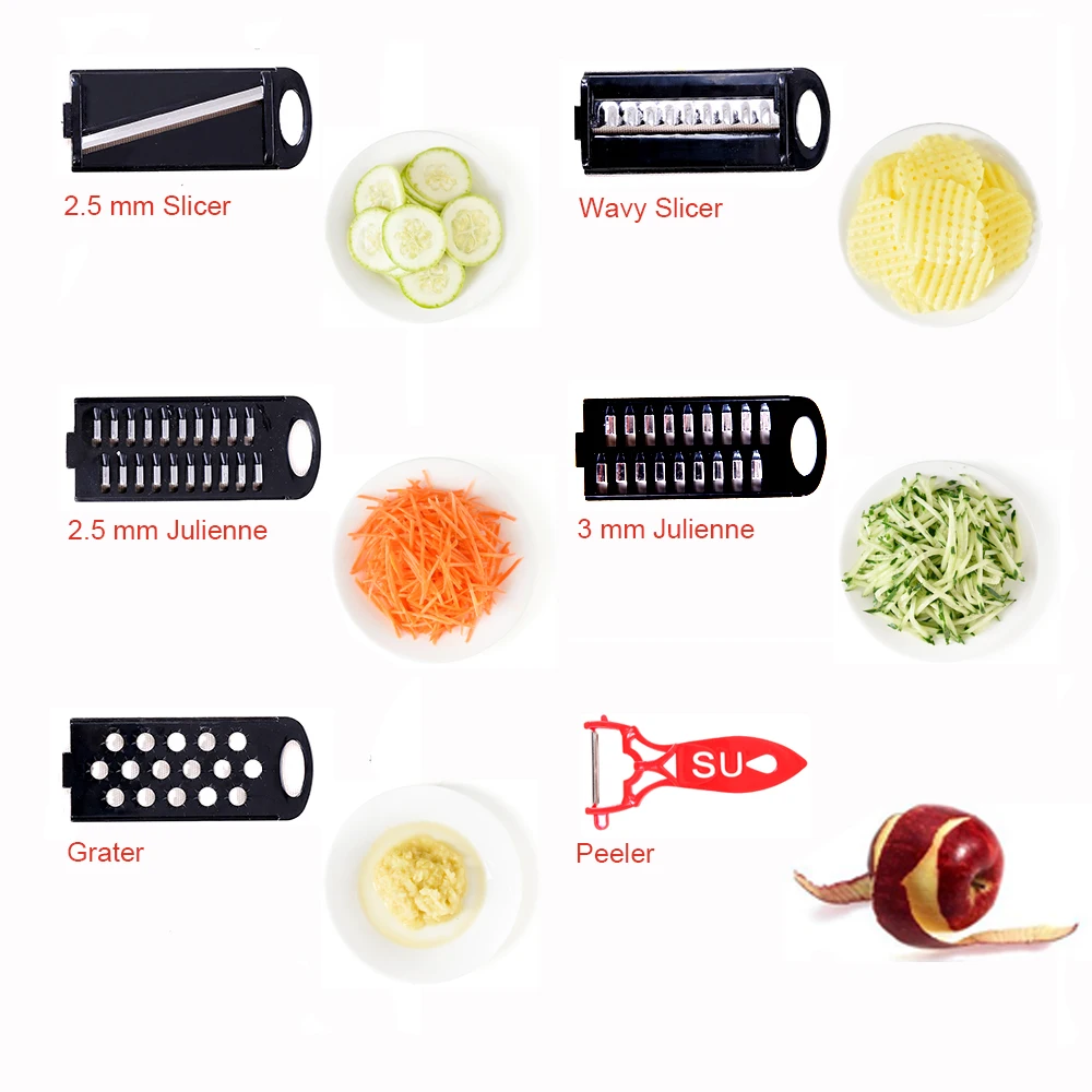 Новый мандолина слайсер Регулируемый овощной с 5 очиститель лезвия контейнер еда