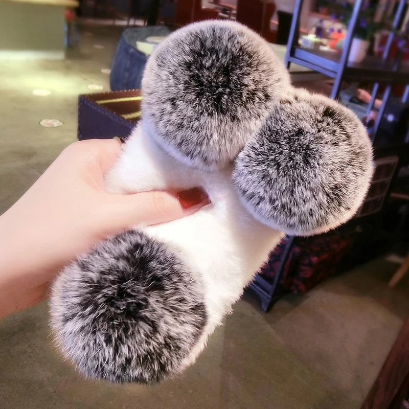 Hot 3D Panda Bear Real Rabbit Fur Ear Plush Furry Cases for Samsung Galaxy J3 J7 J5 2017 J530 J4 J6 Plus J8 2018 |