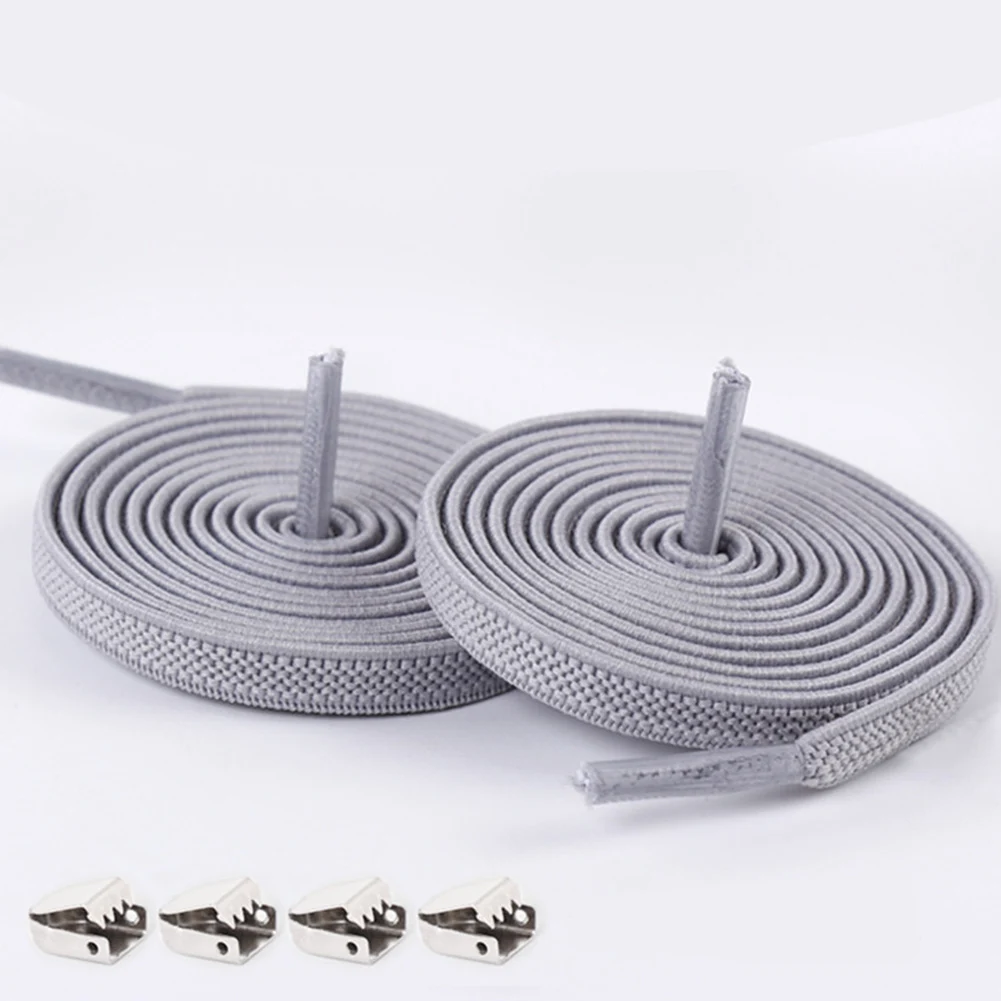 light grey 1 пара, без галстука, эластичные шнурки для полукедов, плоская резиновая обувь, кружевные кроссовки,, безопасные цветные шнурки для взрослых - Цвет: light grey