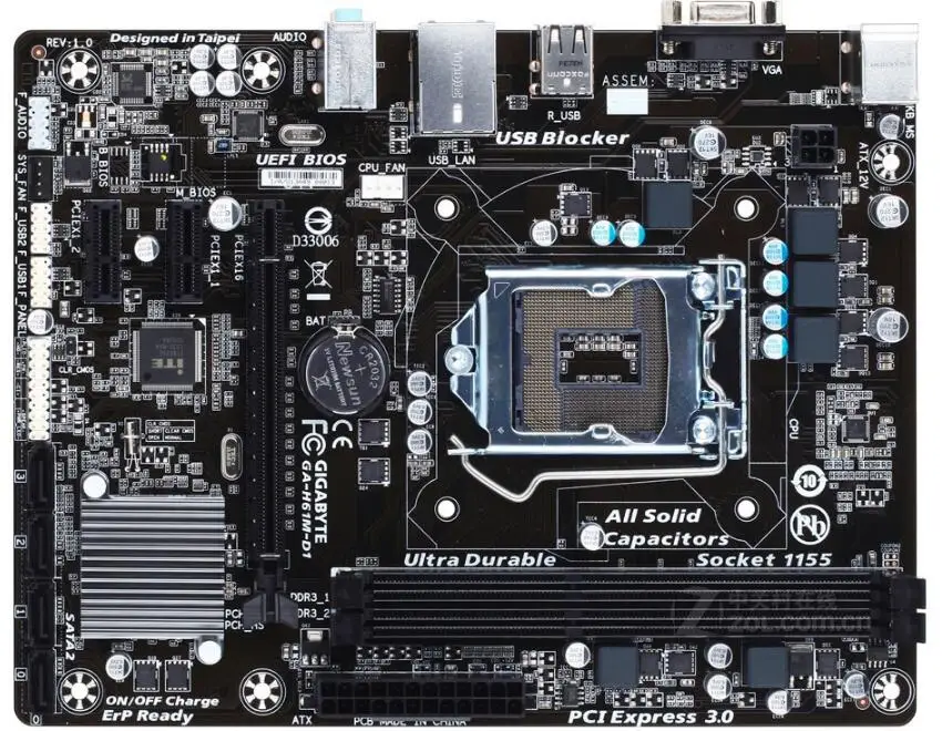 Для Gigabyte GA H61M D1 оригинальная б/у настольная материнская плата H61 Socket LGA 1155 DDR3 Micro ATX