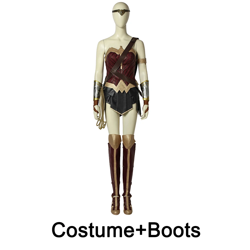 Justice League Wonder Woman Princess Diana женский косплей-костюм наряд на Хэллоуин - Цвет: Costume With Boots