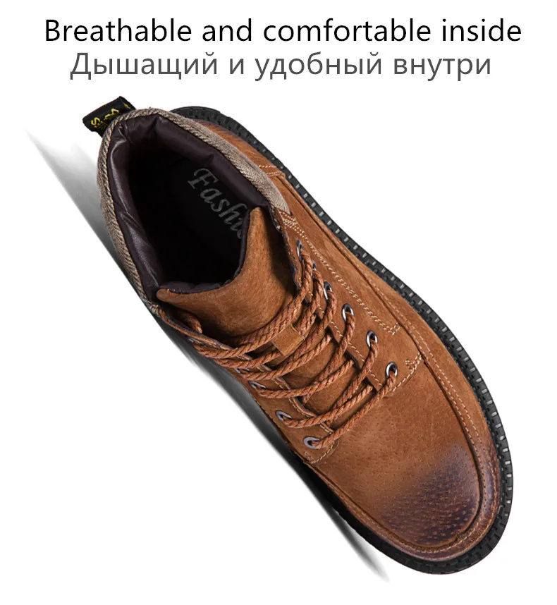 Vancat/мужские ботинки из высококачественной натуральной кожи; Зимние ботильоны; ботинки для верховой езды; Плюшевые Теплые уличные рабочие зимние ботинки; мужская обувь
