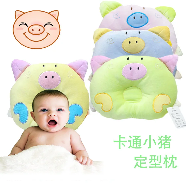 Cute cartoon pig baby pillow newborn shaping anti-bias headrest correct | Мать и ребенок