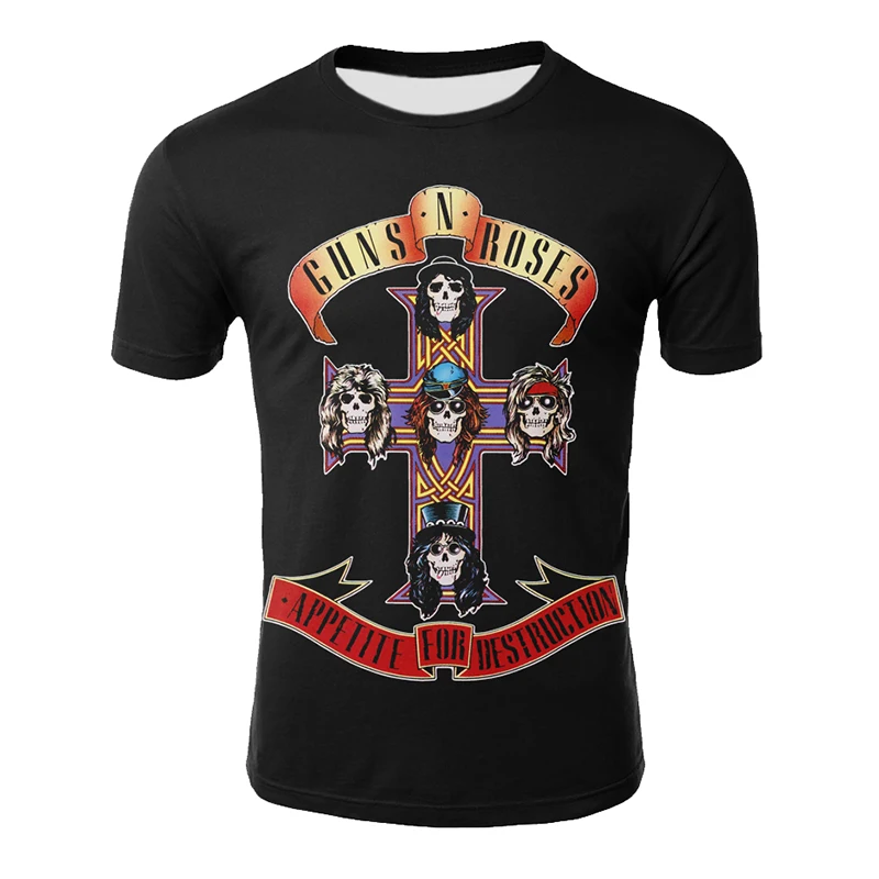 Новинка, Мужская 3D футболка, известный бренд guns N Roses, футболка с коротким рукавом для мужчин/женщин, guns N Roses, футболка с коротким рукавом, Прямая поставка