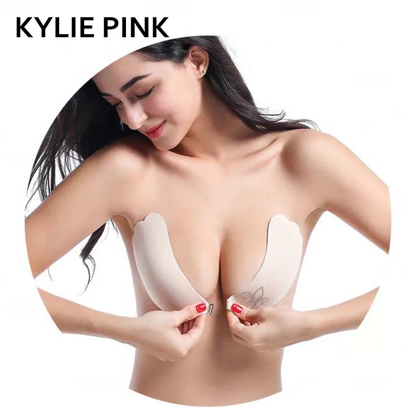 Женский невидимый бюстгальтер KYLIE розовый самоклеящийся без бретелек с эффектом