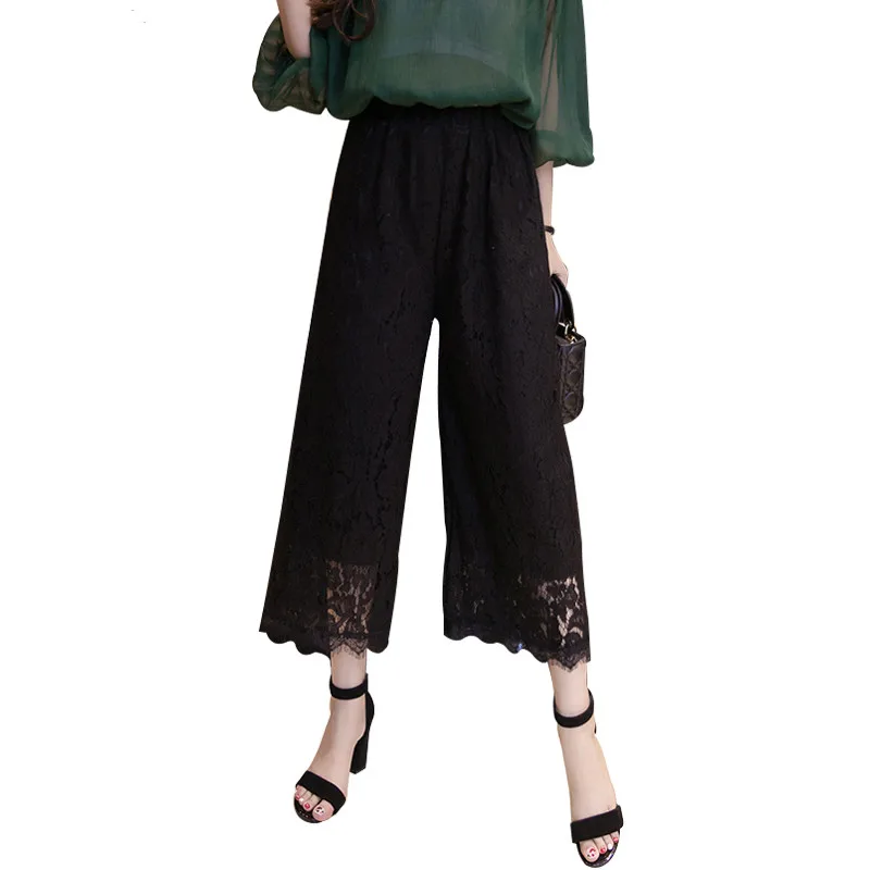 Женские пикантные кружевные брюки Clobee 2019 летние свободные до щиколотки с