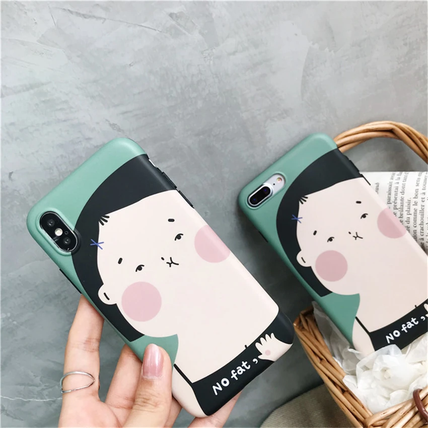 Summer Carnoon Fat Girl Phone Cases For iPhone 6 6S Plus Couples Soft Silicon Back Cover 7 8 X Coque Funda |