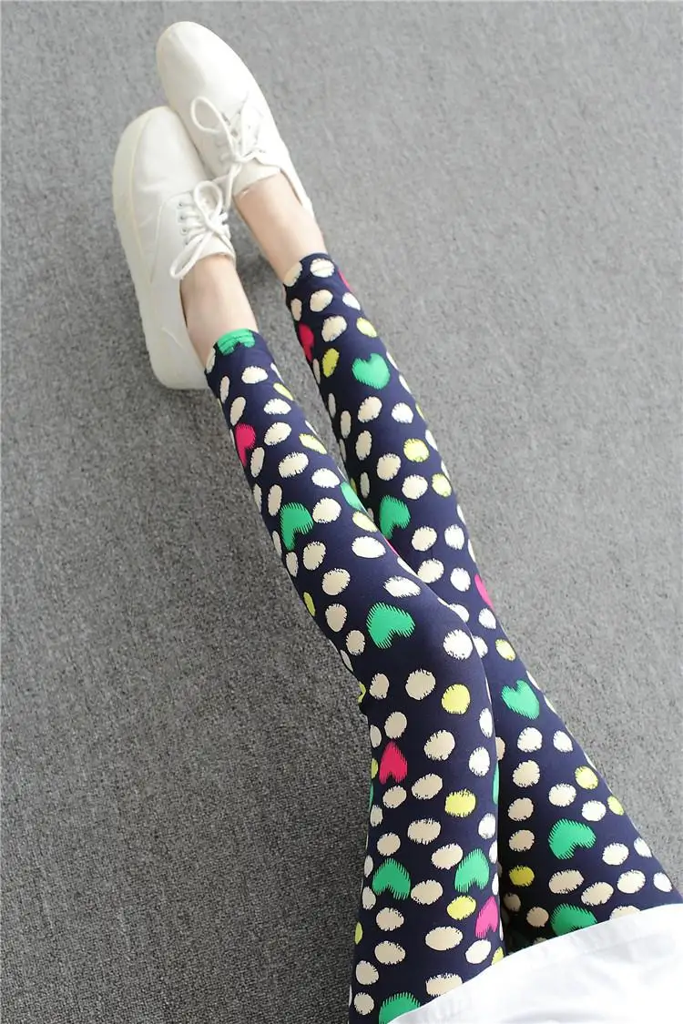 Flower Printed Leggings Sexy Women Lady Slim High Elastic Cotton Pants Multiple - Цвет: 8