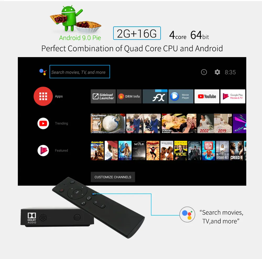 ТВ-приставка MECOOL KM8 A Smart tv Box Android 9,0 Google Голосовое управление Amlogic S905X 2 Гб ОЗУ 16 Гб ПЗУ Android ТВ-приставка Bluetooth телеприставка
