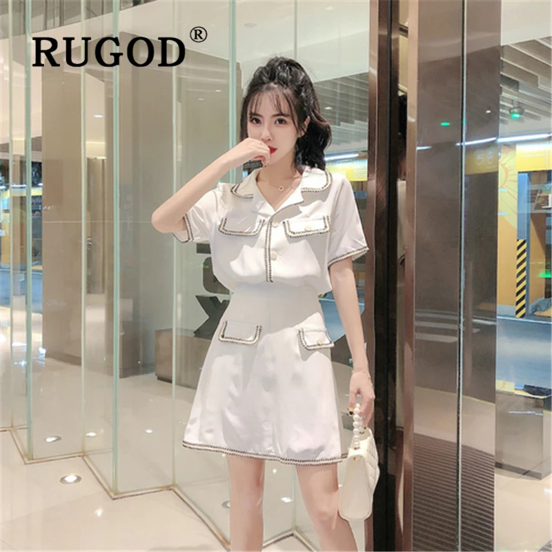 RUGOD корейский шикарный женский офисный костюм из 2 предметов модные рубашки с