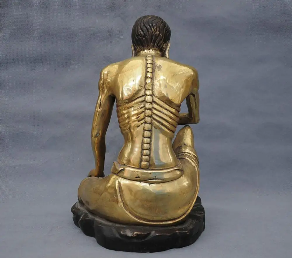 16 &quotКитай Народная Золоченой Бронзы Скелет Бодхидхарма Гуру Статуя Монаха | Дом