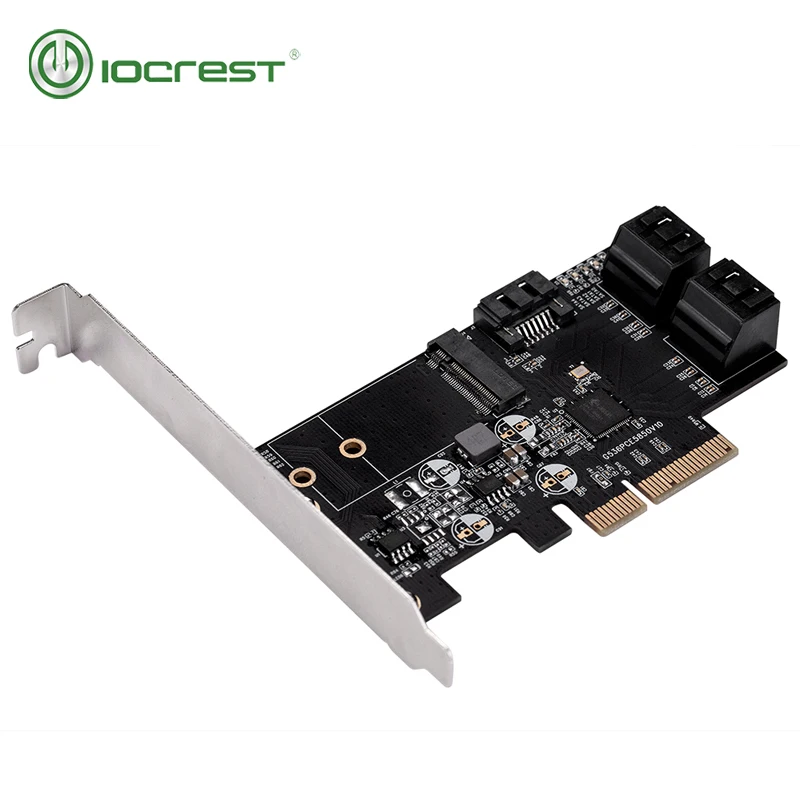 Внутренний 4-портовый интерфейс IOCREST без Raid SATA III 6 ГБ/сек. с M.2 B-Key 22x42 Pci-E X4 Карта