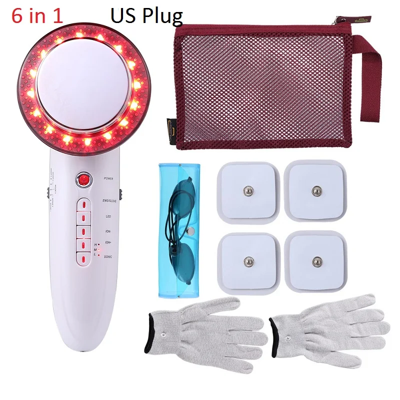 6 in 1 US Plug Ультразвуковая кавитация, жиросжигатель массажер для похудения тела ультразвуковая электронная система контроля потери веса Инфракрасный Комплект терапевтическое устройство дропшиппинг - Цвет: 6 in 1 US Plug