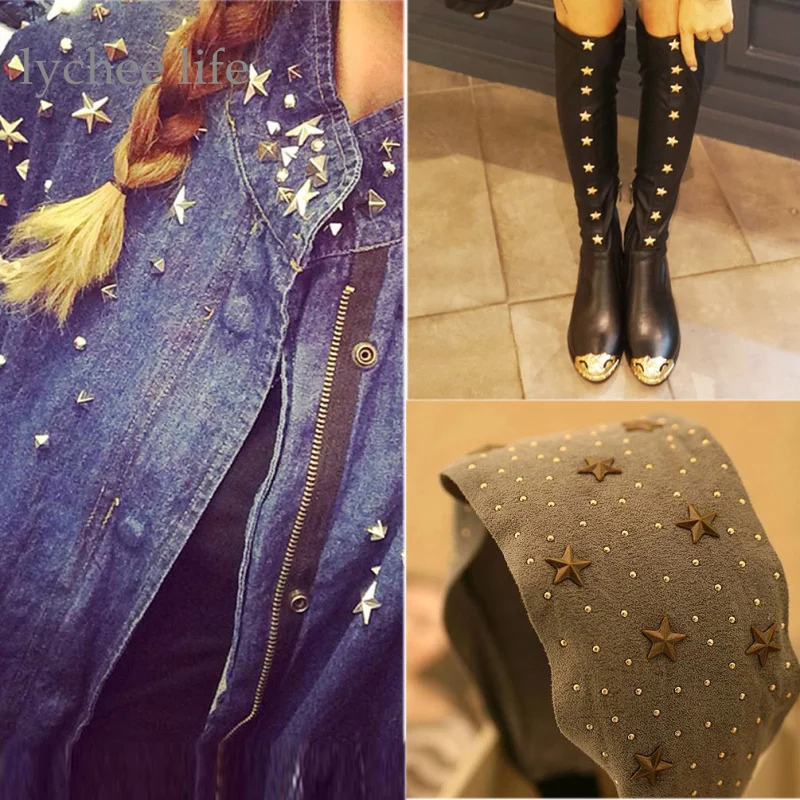 10 шт./лот Звездные винты заклепки кожаные для кожевенного ремесла обуви сумки