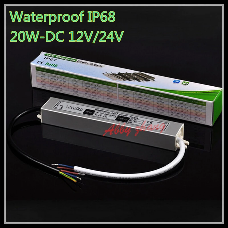DC 12V 20W водонепроницаемый IP68 электронный светодиодный драйвер адаптер для