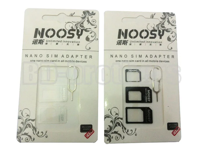 4 в 1 Nano Sim карты адаптер Noosy микро сим с извлечения контактов ключ для iPhone 5 5S 5C 6