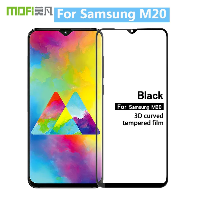 Изогнутое закаленное стекло с полным покрытием для Samsung M20 Оригинальная защитная