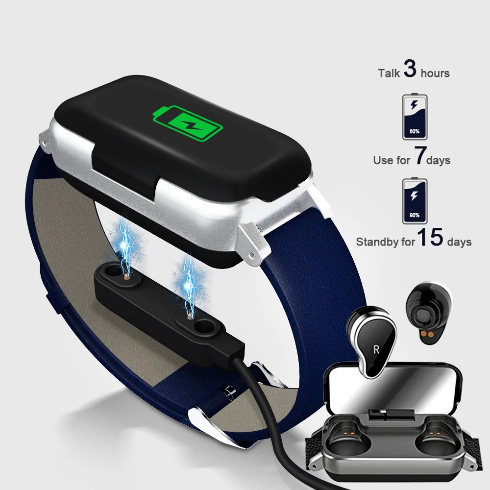 FEIKU Compatible with IOS Android mobile phone T89 dual Bluetooth 5.0 headset smart bracelet heart rate blood pressure tracker |