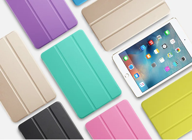 Для iPad Mini 4 3 2 1 ZVRUA YiPPee Тонкий чехол из искусственной кожи тройного сложения с