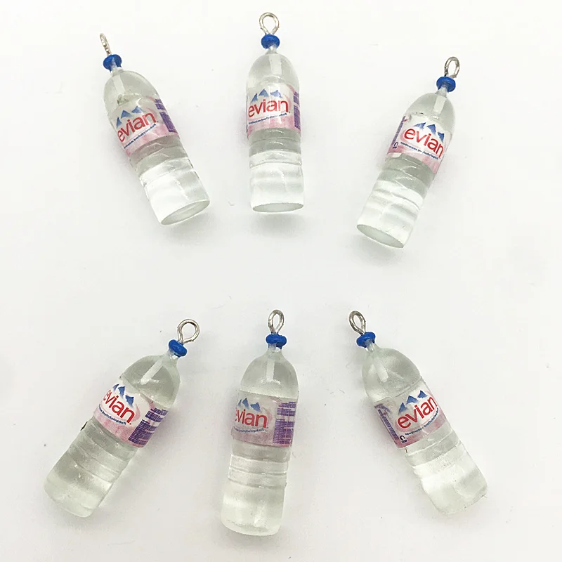 Round evian Давайте начать! Милая миниатюрная бутылка, бутылки вина/Саке/воды, 3D winebottle для праздника брелок и украшение серьги - Цвет: Round evian