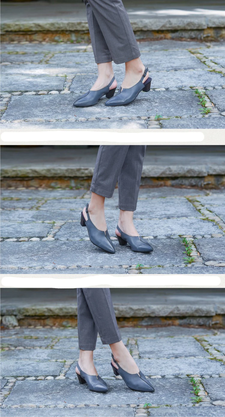 Г. Летние кожаные сандалии ручной работы женские удобные летние туфли на среднем каблуке с острым носком обувь для отдыха черного, красного, синего, бежевого цвета
