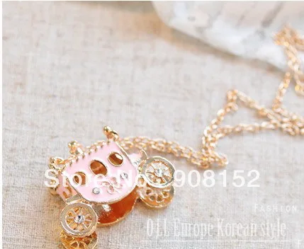 Ожерелье с кулоном ожерелье розовой каретой принцессы длинное в стиле ретро |