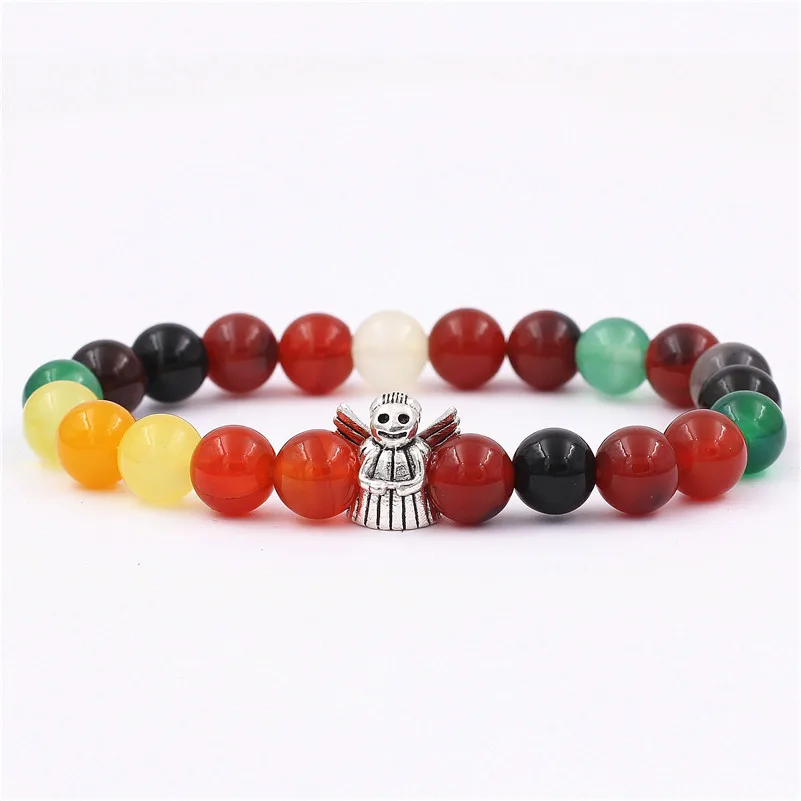 Ангел очаровательный натуральный камень красный зеленый Бусы Будда мужчины