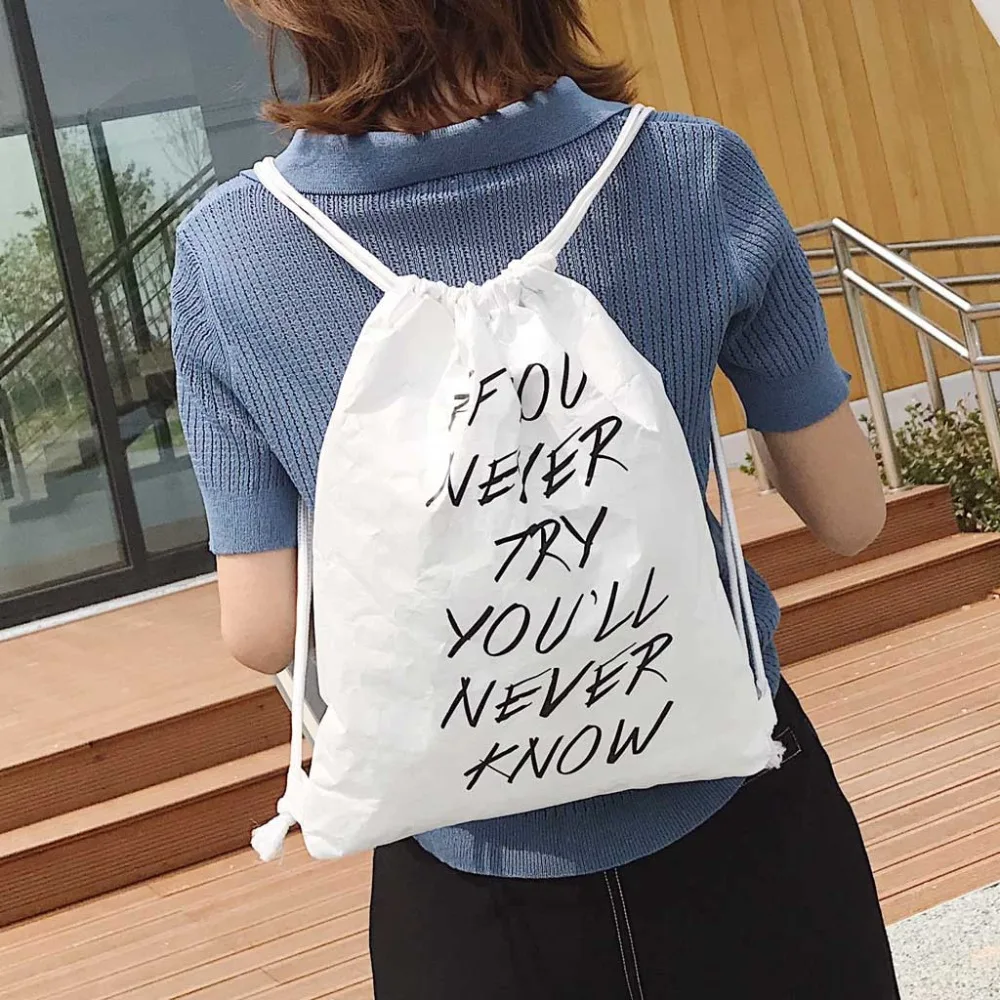 Рюкзак просто мода нейтральное письмо крафт бумага рюкзак водоотталкивающая