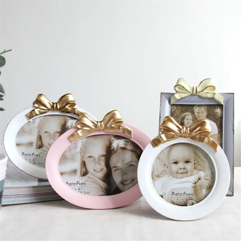 

Creative Desktop Photo Frame For Bedroom Table 4-6 inch Butterfly-tied Photo Frame Home Decoration Picture Frame Round
