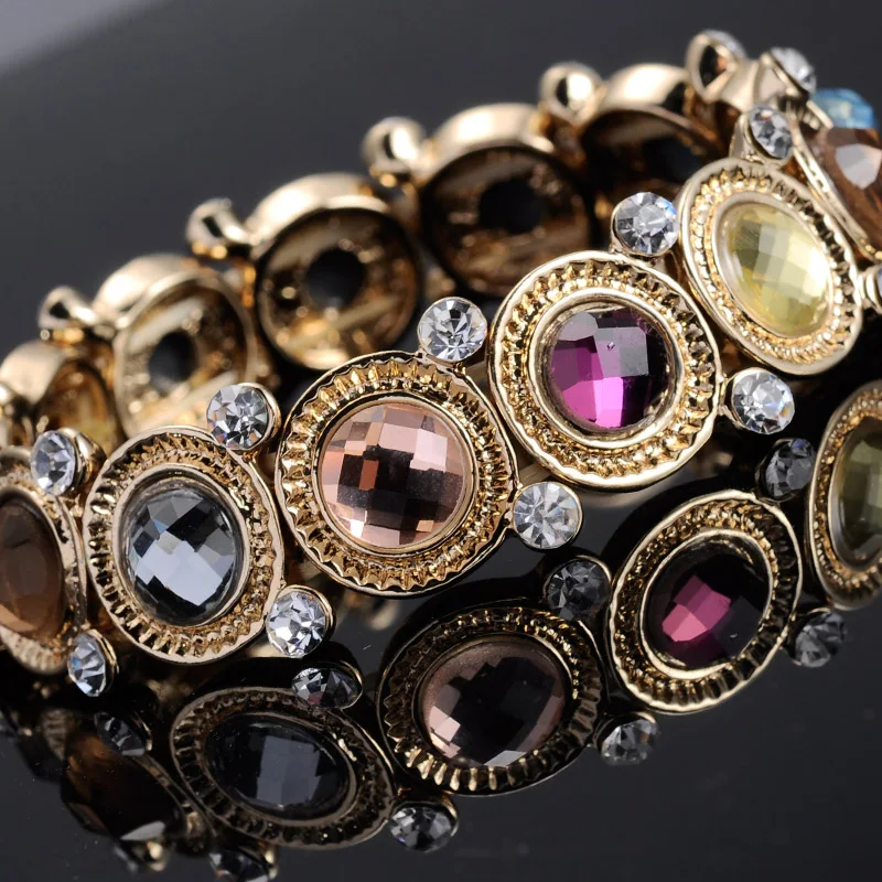 2018 Multi Rainbow Colors Crystal Rhinestone Elastic Bracelet Stretch Wrist Bangle Women Fashion Jewelry Gift | Украшения и