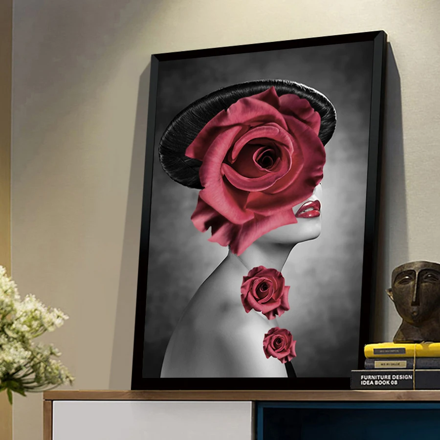 Абстрактный Рисунок Wall Art фотографии прекрасная Картина на холсте женщина Черный
