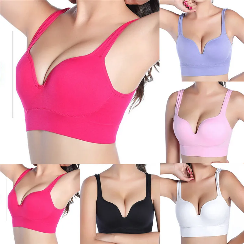 

New Fashion Women Sports Bra Gather Vest Wireless Running Fitness Underwear #A