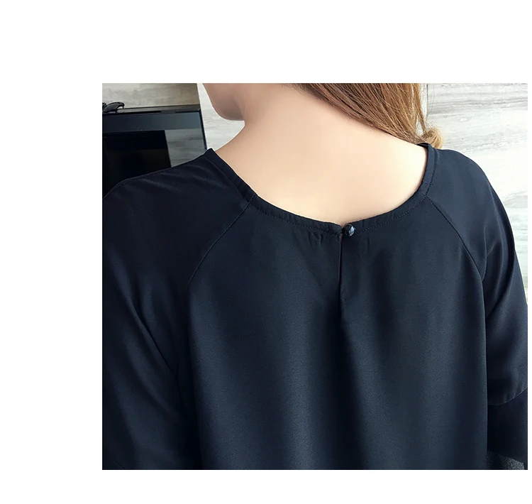 Новинка, 5XL, 4XL, 3XL, летнее женское модное свободное милое платье с круглым вырезом и рукавами-бабочками, черное шифоновое платье, плюс размер