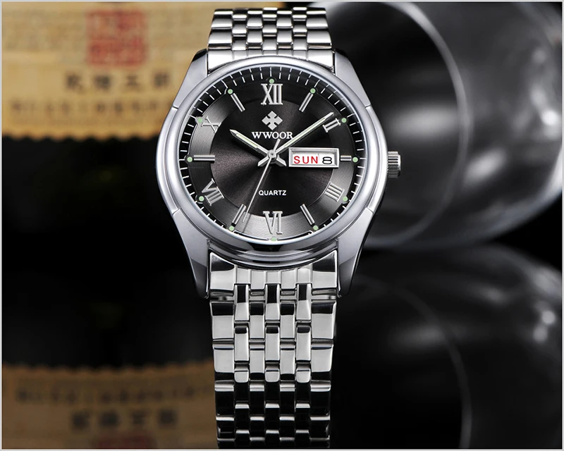 Reloj Hombre, мужские часы из нержавеющей стали, деловые кварцевые наручные часы, мужские роскошные брендовые светящиеся часы с датой, мужские часы