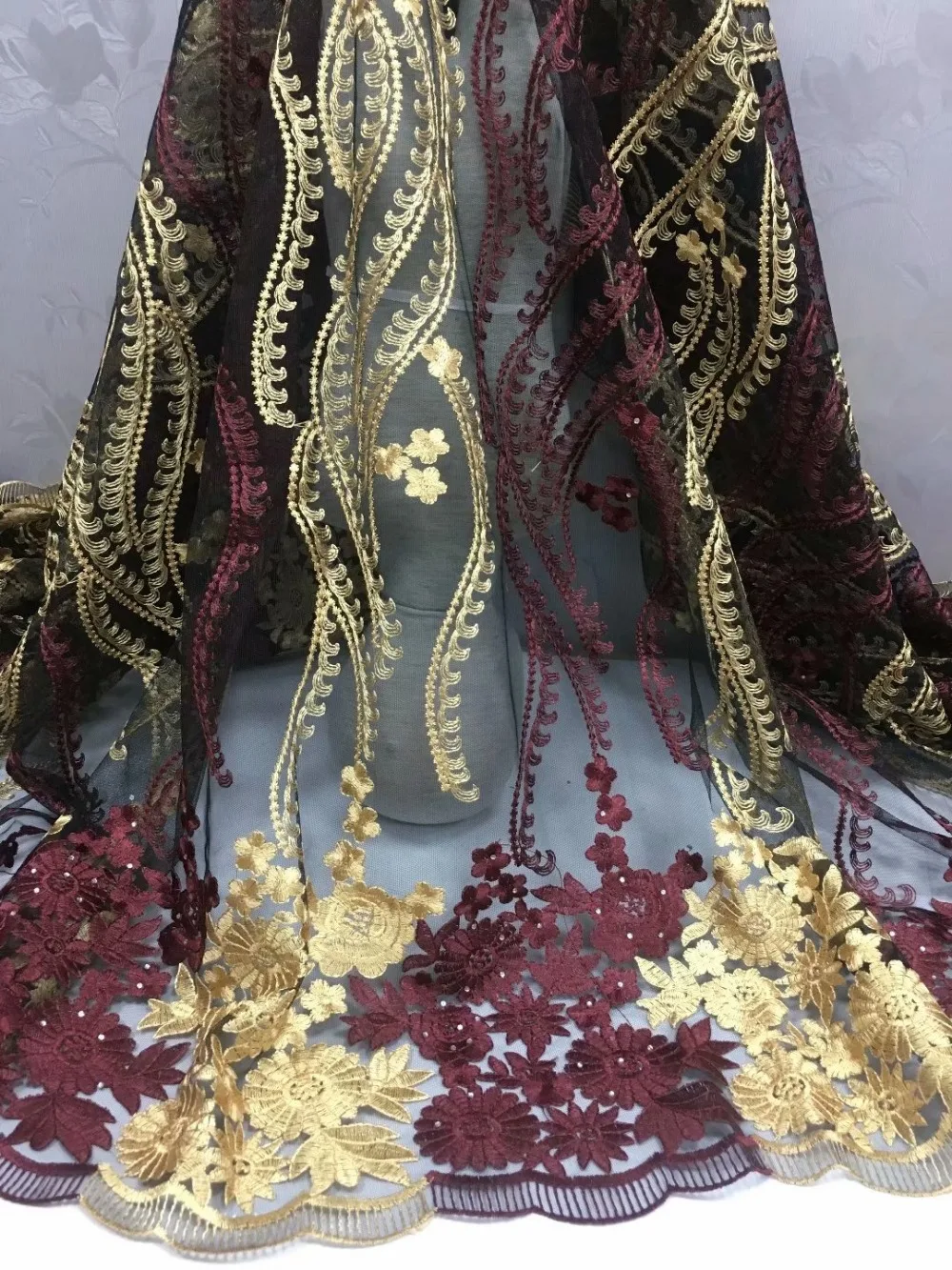 2018 камни нигерийская кружевная свадебная ткань модная аппликация африканская