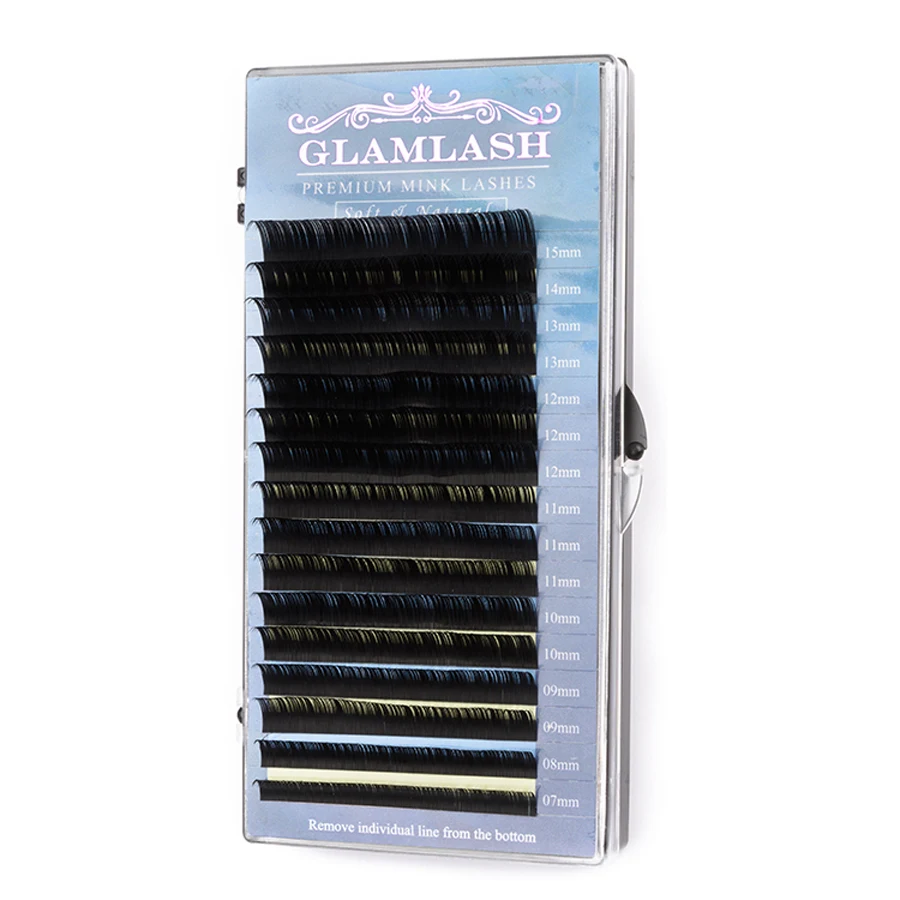 GLAMLASH 5 чехлов/Лот 16 рядов 7~ 15 мм микс пользовательских норковых ресниц dlux натуральные Мягкие Накладные норковые ресницы реснички макияж cilios