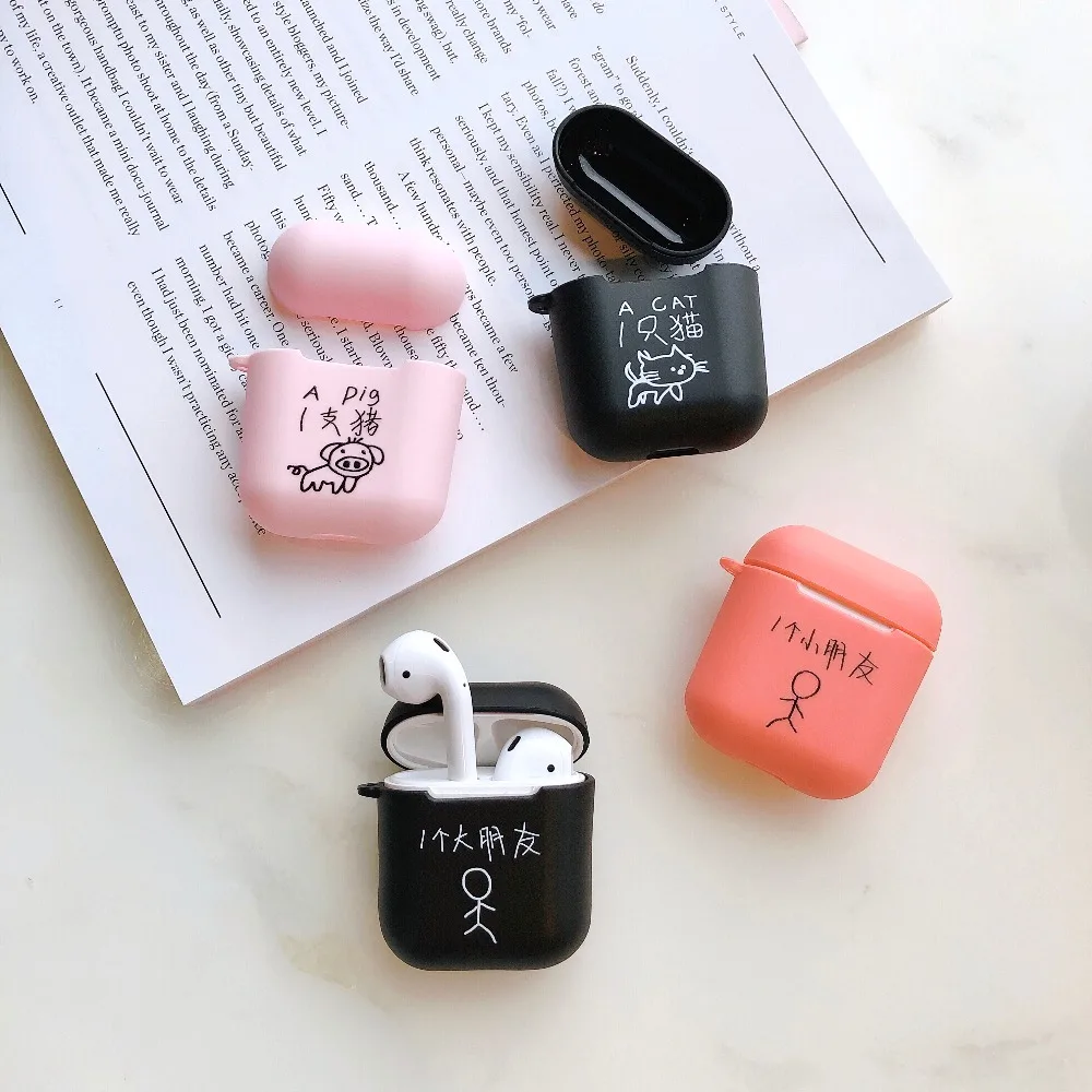 Предупреждение английские слова Мягкий чехол из ТПУ для Apple Airpods 1/2 чехол мультфильм без лица человек Bluetooth беспроводные наушники коробка