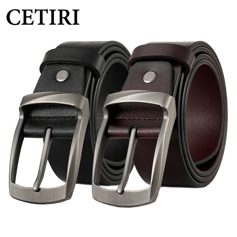CETIRI vintage men belt luxury brand belt for men casual belt cow genuine leather belts for men jeans high quality brown kemer