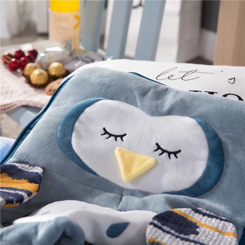 Синее модное одеяло для рюкзака с рисунком Совы из мультфильма подарок на день