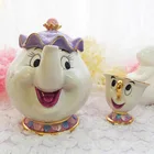 Женский чайный набор с героями мультфильмов Красавица и Чудовище, чайный набор, чашка, горшки, кружка с чипом, чайник, молочный кофе, креативный подарок на Рождество и день рождения
