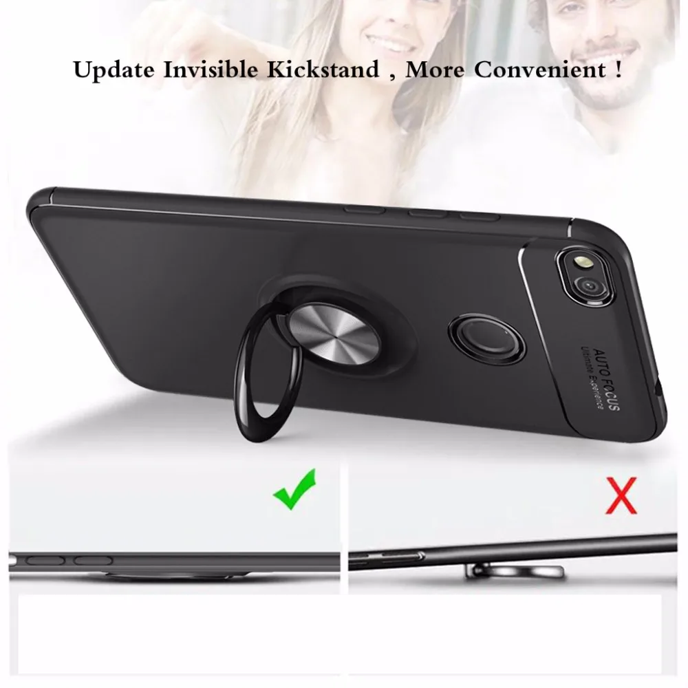 For Huawei P9 P8 lite 2017 360 Magnetic Finger Ring Stand Cover GR3 Honor 8 Ultra Thin Matte Soft TPU Case |