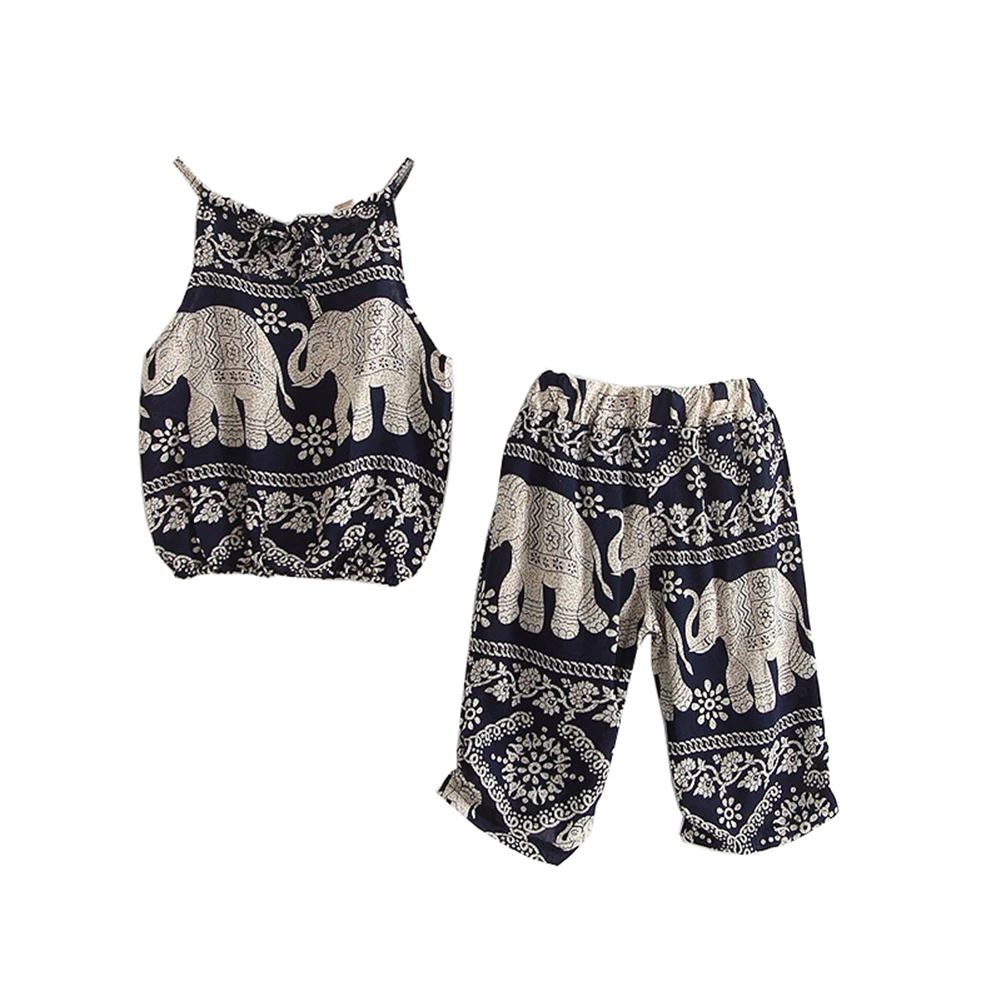 Летний детский костюм для маленьких девочек Повседневный Модный хлопковый