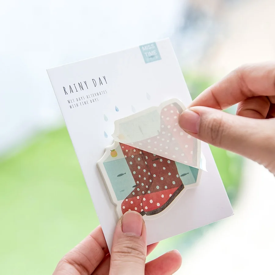 4 шт./лот липкий блокнот для дождливого дня милый дождевик зонтик стикер записная