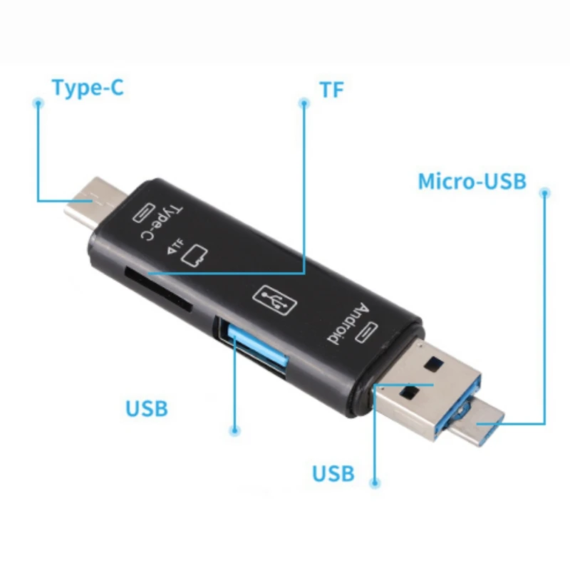 5 В 1 Кардридер USB 2 0 Type C Телефон OTG ноутбук аксессуары для Micro TF карты памяти