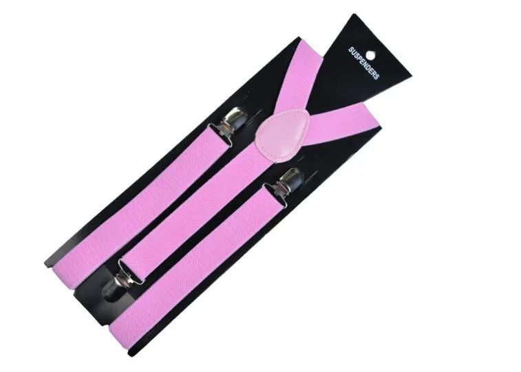 Pink 20 цветов эластичные кожаные подтяжки мужские 3 зажимы подтяжек винтажные мужские s женские подтяжки для брюк Свадебные подтяжки для юбки - Цвет: Pink