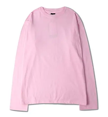Pink Харадзюку оверсайз High Street оранжевая футболка с длинным рукавом Ins Kanye длинная футболка хип-хоп Топ Футболка унисекс модная футболка мужская Kpop - Цвет: Pink