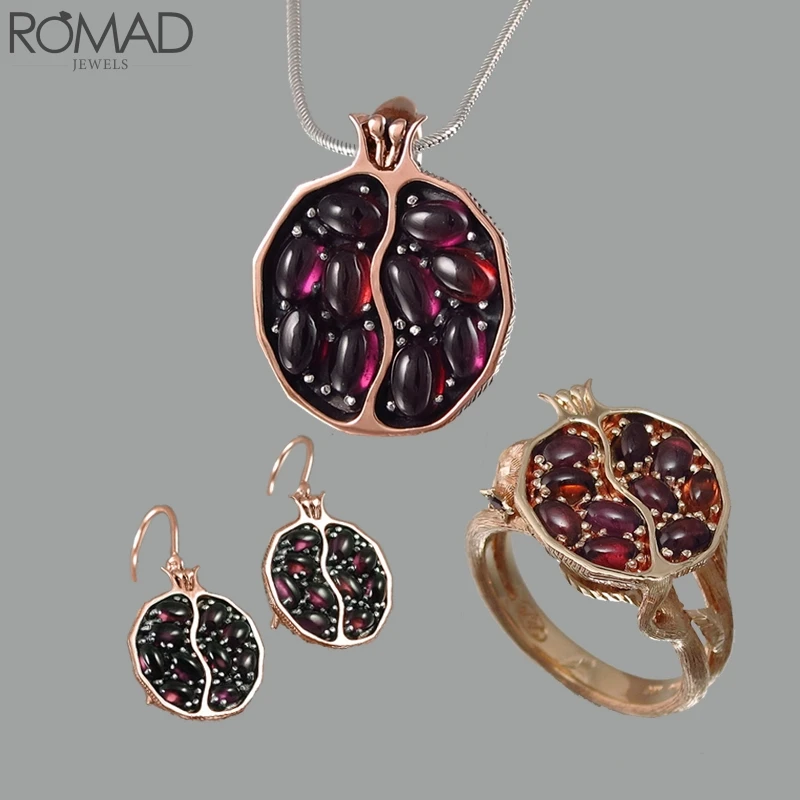 ROMAD Натуральный камень ожерелья для Для женщин Нержавеющая сталь ожерелья «Гранат» каменная подвеска с красным кристаллом Винтаж Свадебные украшения R5